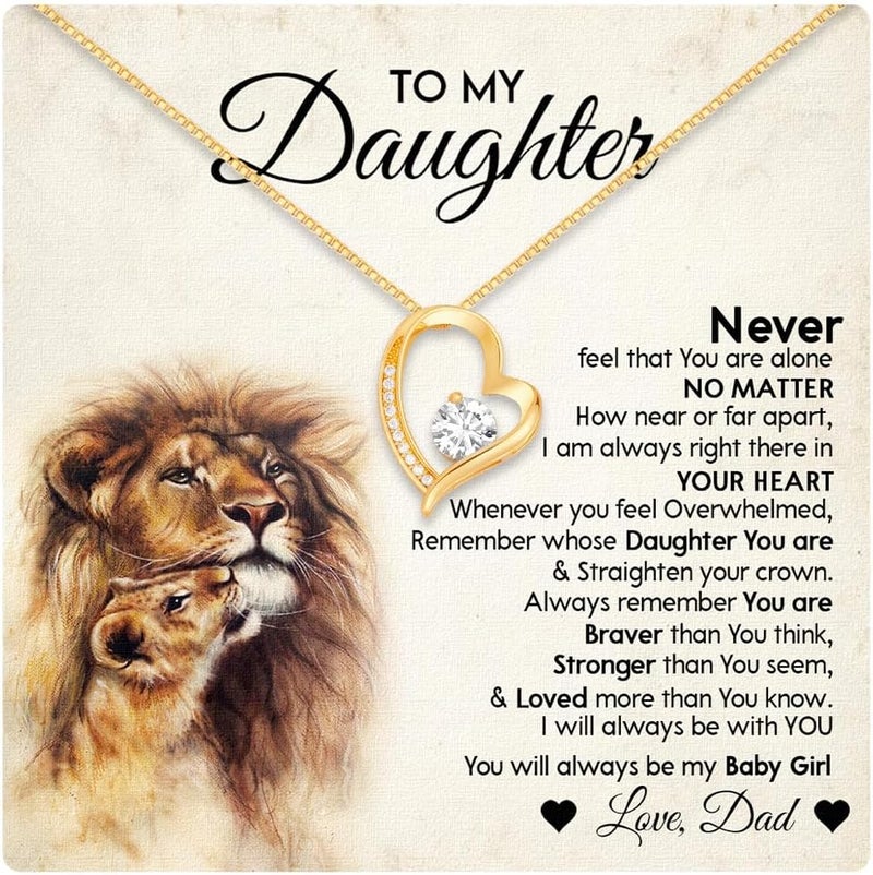 Larvincy To My Daughter Necklace From Dad With Heartfelt Message & Elegant Box, Gifts For Daughter From Father, Beautiful Jewelry Gift From Love Daddy On Graduation, Birthday, Wedding, Christmas - Image 1